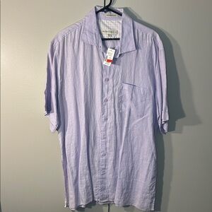 NWT BIG and TALL XLT Pronto Uomo Lavender Casual Button Down Shirt 100% linen